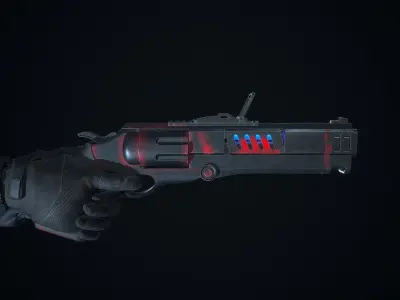 Sci-fi heavy revolver Free low-poly 3D model