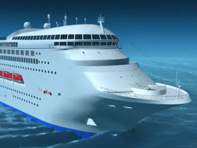Animated Ship with Ocean 3D model