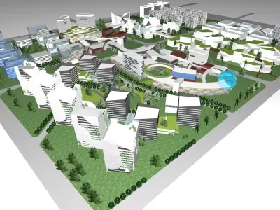 highrise building ancillary building commercial building 3D model