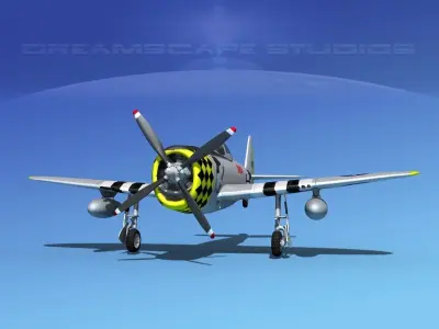 Republic P-47D Thunderbolt V07 3D model