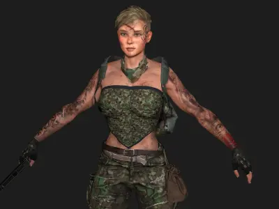 AAA 3D APOCALYPTIC FEMALE 02 - REALISTIC GAME READY CHARACTER Low-poly 3D model