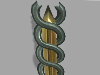 Stylized Steel and Brass Longsword Low-poly 3D model