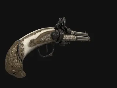 Old Gun Unreal and Unity Game Ready Model Low-poly 3D model