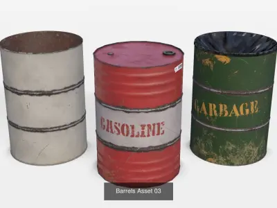 Metallic Barrels Assets Collection 3D Model Pack