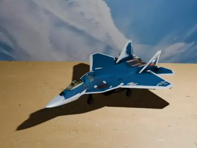 Sukhoi Su 57 Stealth Fighter High Detail 3D Model Low-poly 3D model