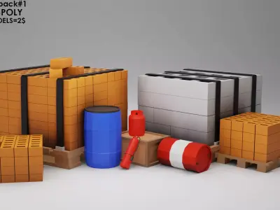 Industry Low-poly props pack model Low-poly 3D model purchase