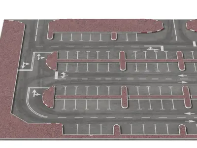 Commercial Parking Area With Road Markings 3D model