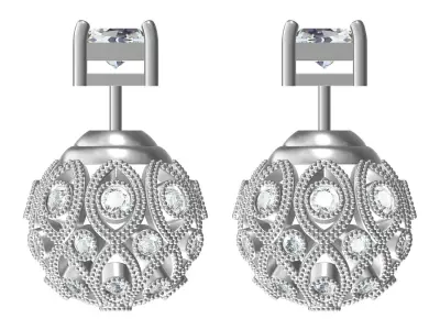 Antique Ball Shaped Diamond Earring 3D print model