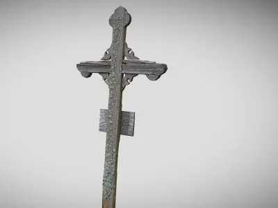 old wooden cross Low-poly 3D model