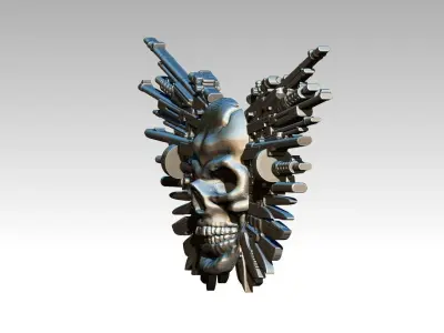 Wings Weapon Gun Military Skull 3D print model