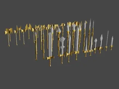 Dwarven package weapons Low-poly 3D model