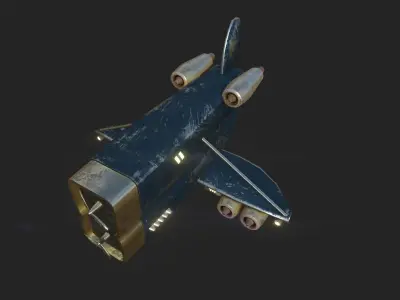 Aircraft Spaceship 02 - Futuristic Spacecraft Airship Low-poly 3D model