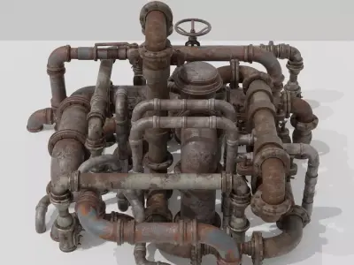 Rusty Pipes Collection Low-poly 3D model