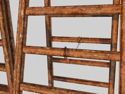 Hong Kong Dirt Wood Folding Ladder 3D model