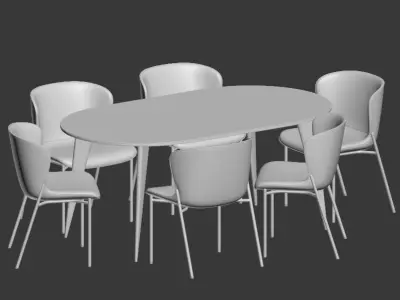 Dining Set oval table 3D model