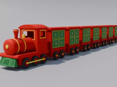 Christmas train advent calendar type with ajustable shelfs 3D model
