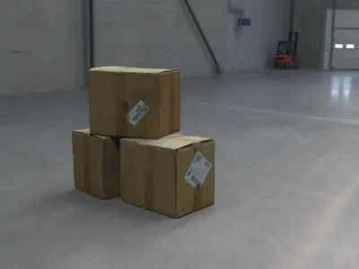 Cardboard box with labels Low-poly 3D model