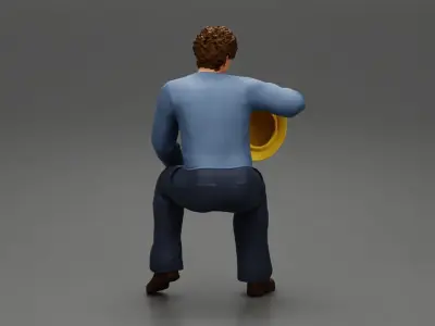 Industrial worker relaxing 3D print model