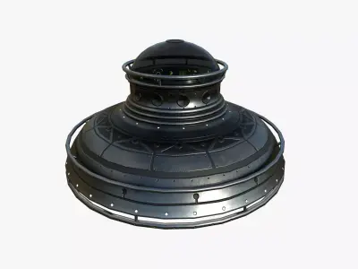 Alien Spaceship UFO F03 Dark Steel - Sci Fi Spacecraft Design Low-poly 3D model