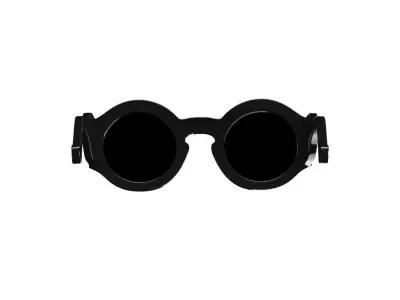 Matt Black Round Sunglasses 3D model