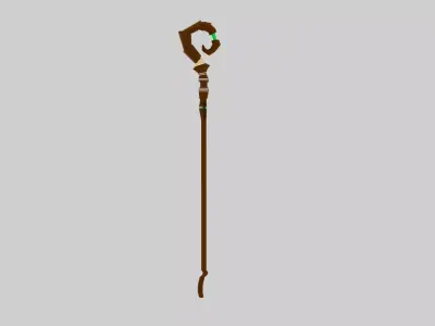wooden magic stick  Low-poly 3D model