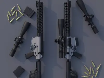 POF-USA Sniper Rifle Bolt action rifle Low-poly 3D model