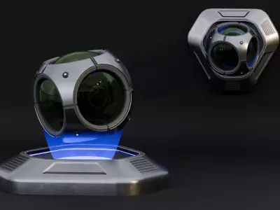 Sci-Fi Spherical Camera Low-poly 3D model