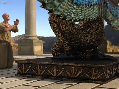 Ancient Priest Worships the Egyptian Goddess Isis 3D model
