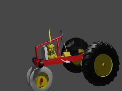 Old Small Tractor with Disc Free 3D model