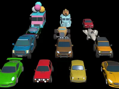 Pack cars Hypercasual Low-poly 3D model