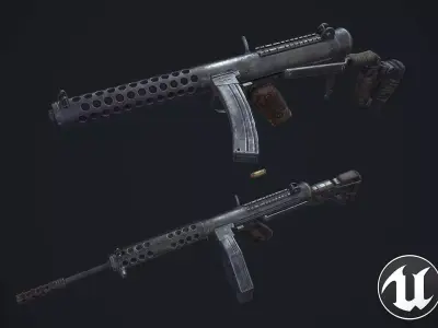 Sterling gun Low-poly 3D model