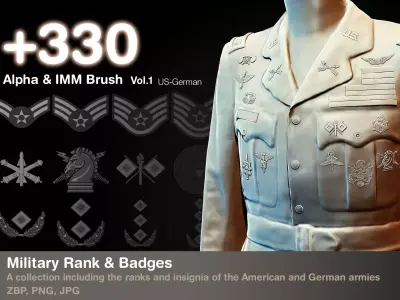  Military Rank and Badges Alpha-Brush Vol1 3D model