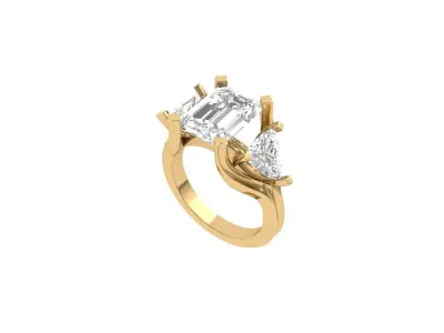 3 Stone Emerald Wedding Ring 3D print model
