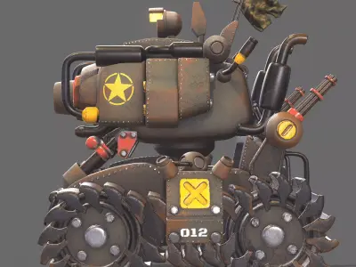 Tank 3d modeling  texturing Low-poly 3D model