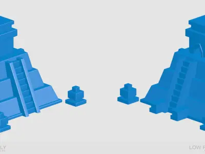 Mayan Pyramid Cartoon Low-poly 3D model