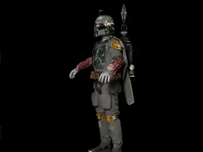 Star Wars BobaFett Realistic Armored Character 3D model
