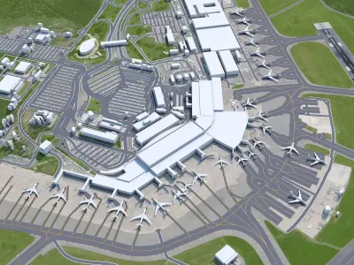 Buenos Aires Ezeiza Airport 10km Low-poly 3D model