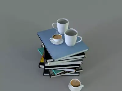 Book And Coffe Cup Free 3D model