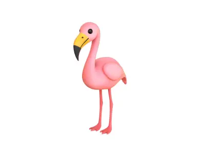 Cartoon Flamingo  Low-poly 3D model