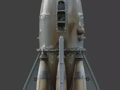 Realistic Retro Sci-Fi Rocket 3D Model Low-poly 3D model