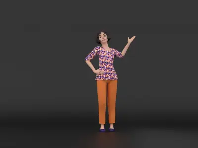Stylized 3D Female Character Model Fullg Rigged Low-poly 3D model