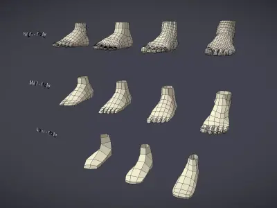 Base Mesh Pack - Foots Low-poly 3D model