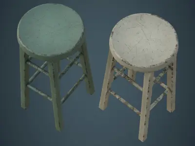Stool 2D Low-poly 3D model