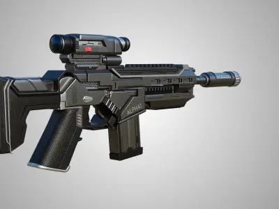 Assault Rifle Gun PBR Unity UE Arnold V-ray Textures Included  Low-poly 3D model