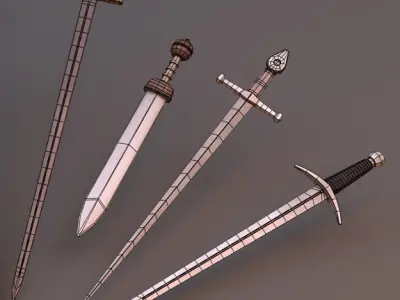 Sword Collection five different swords 3D model