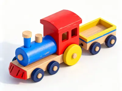 Stylized Wooden Toy Train 3D Model 3D Model Low-poly 3D model