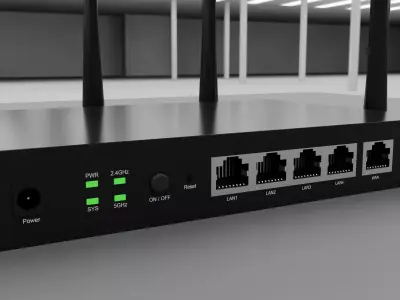 High-Poly Industrial 5G Router - Enterprise Wireless Access 3D model
