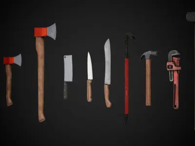 10 Survival Horror Models - Melee Pack - Lowpoly Low-poly 3D model