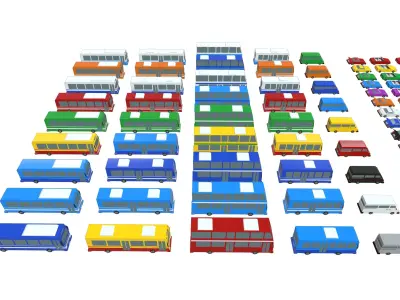 Vehicles Pack - Low Poly - 300 Colors  3D model