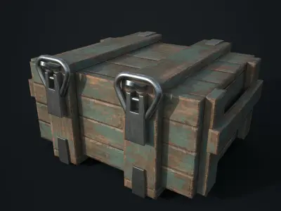 small wooden army box Low-poly 3D model